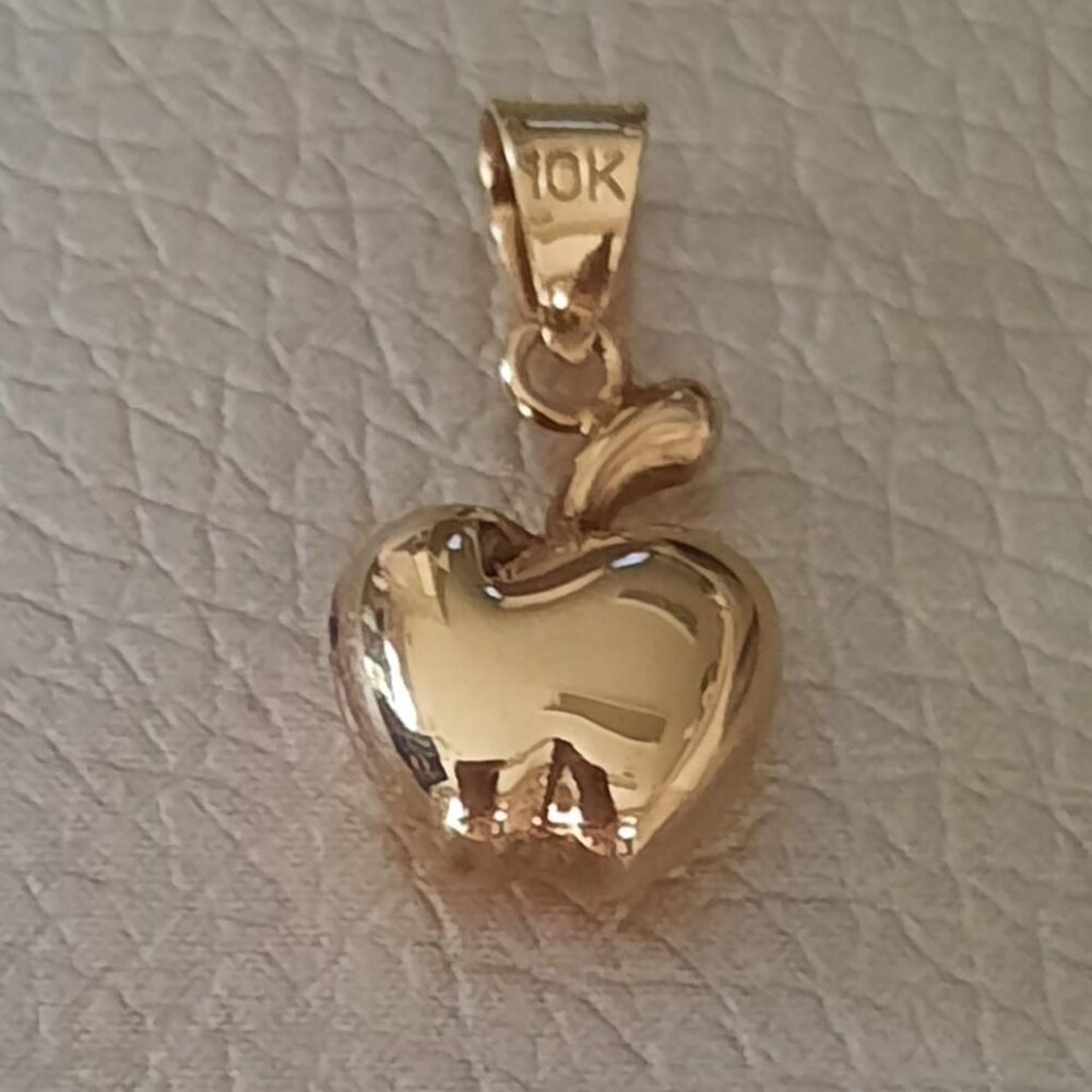 10k Solid Yellow Gold Apple Charm Pendant